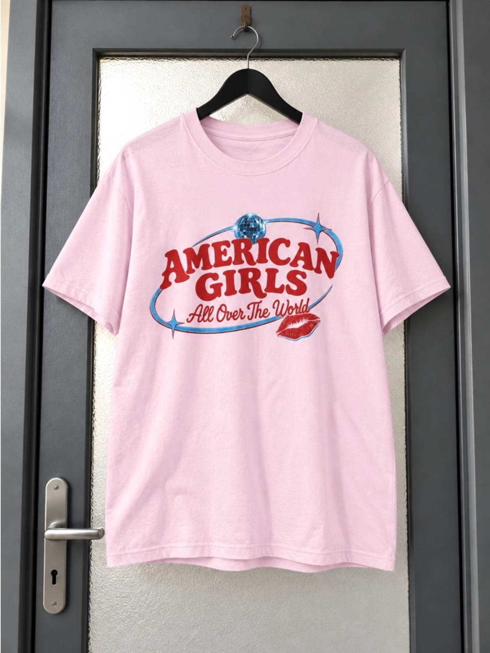 Harry Styles American Girls All Over The World Light Pink Graphic T-Shirt